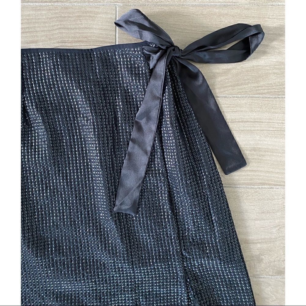 Nwt Something Navy Sequin Wrap Midipartyskirt - image 7